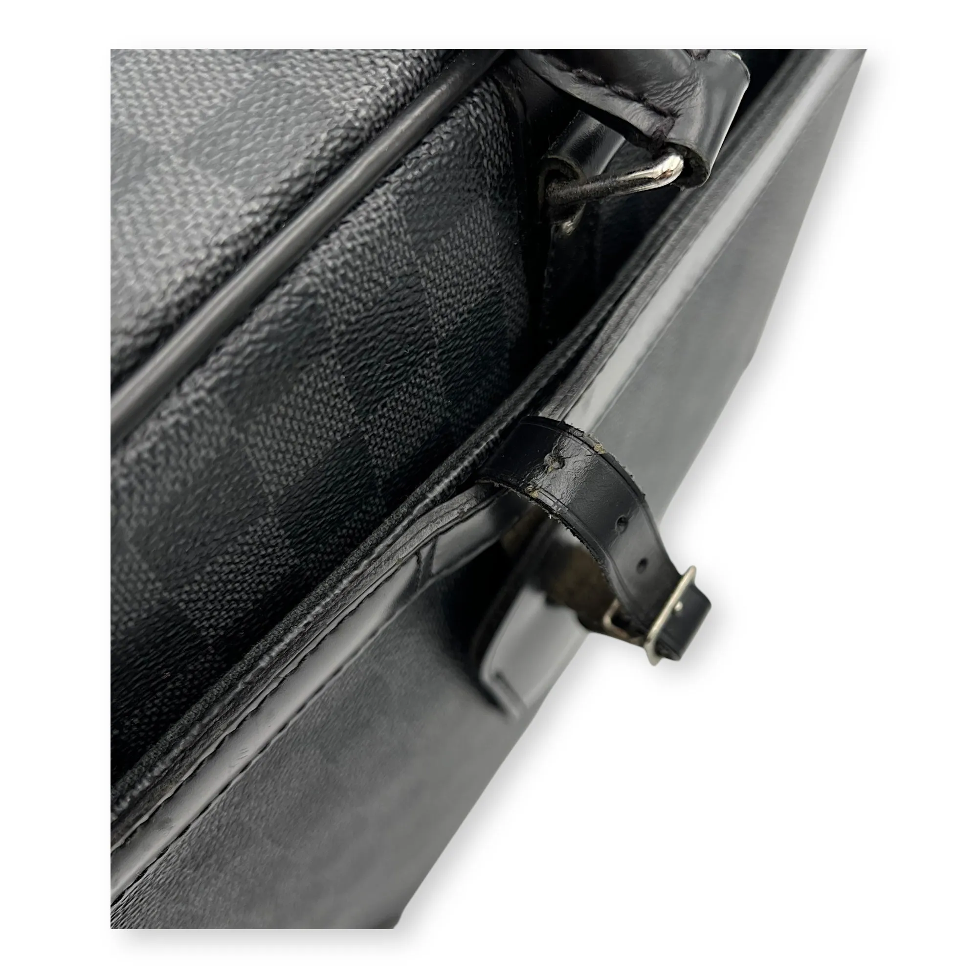 Porte document voyage Messenger Black in Coated Canvas, Silver hardware