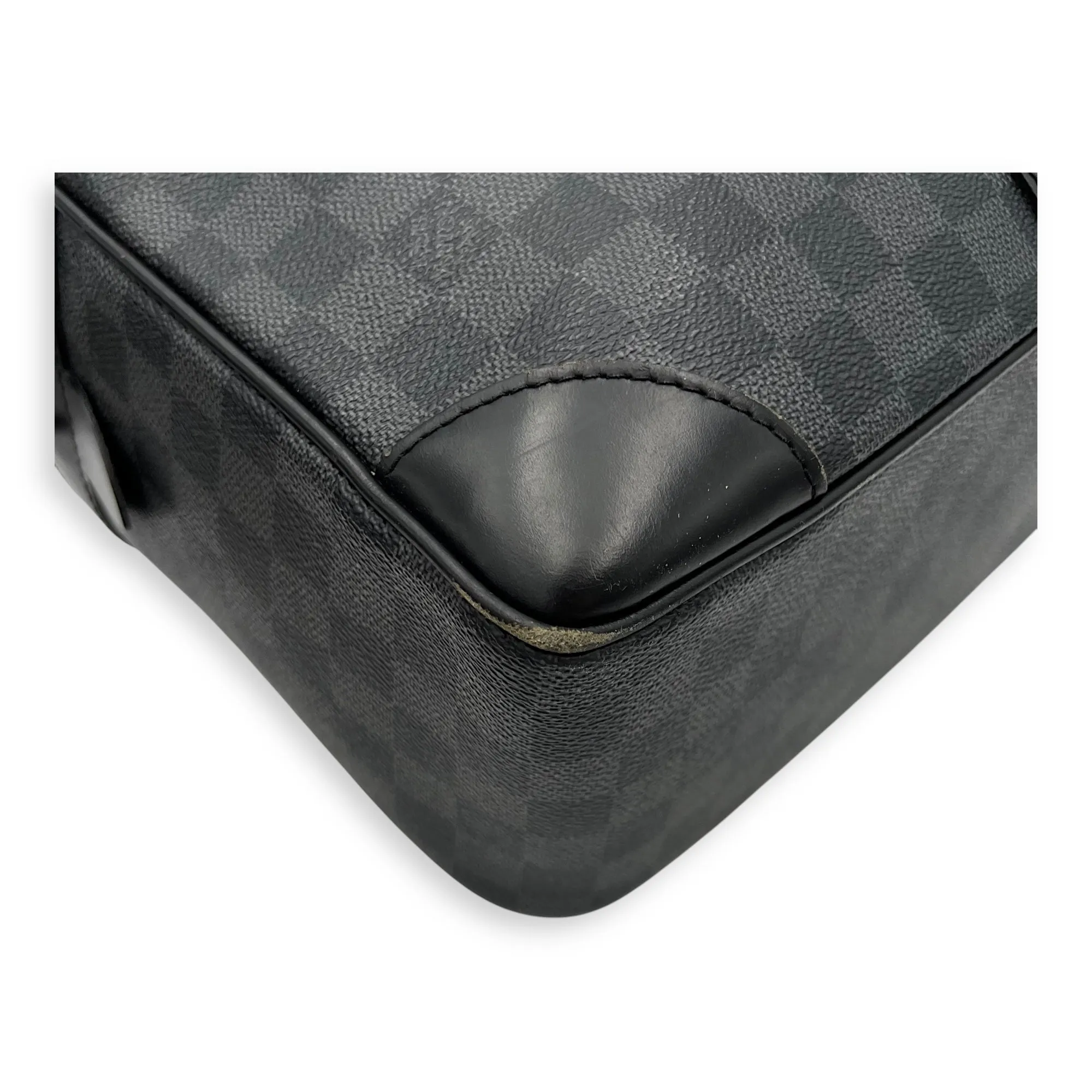 Porte document voyage Messenger Black in Coated Canvas, Silver hardware