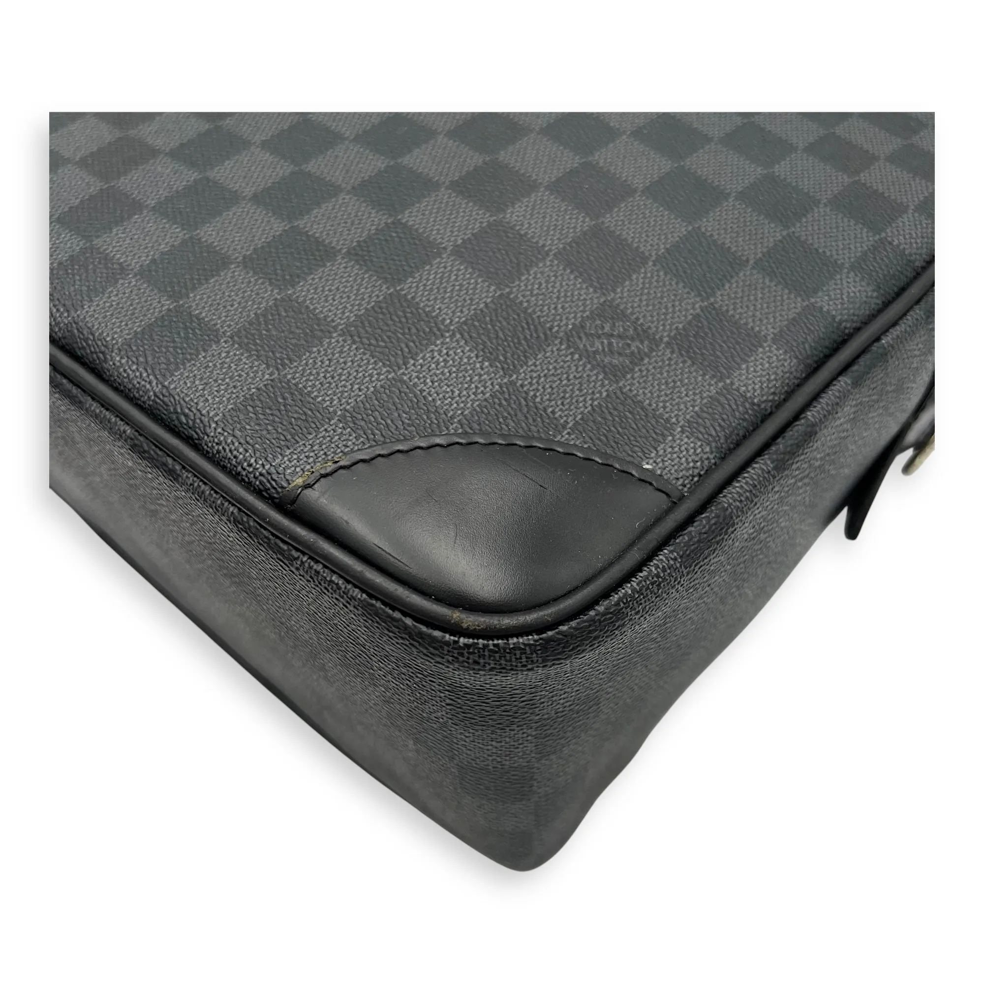 Porte document voyage Messenger Black in Coated Canvas, Silver hardware