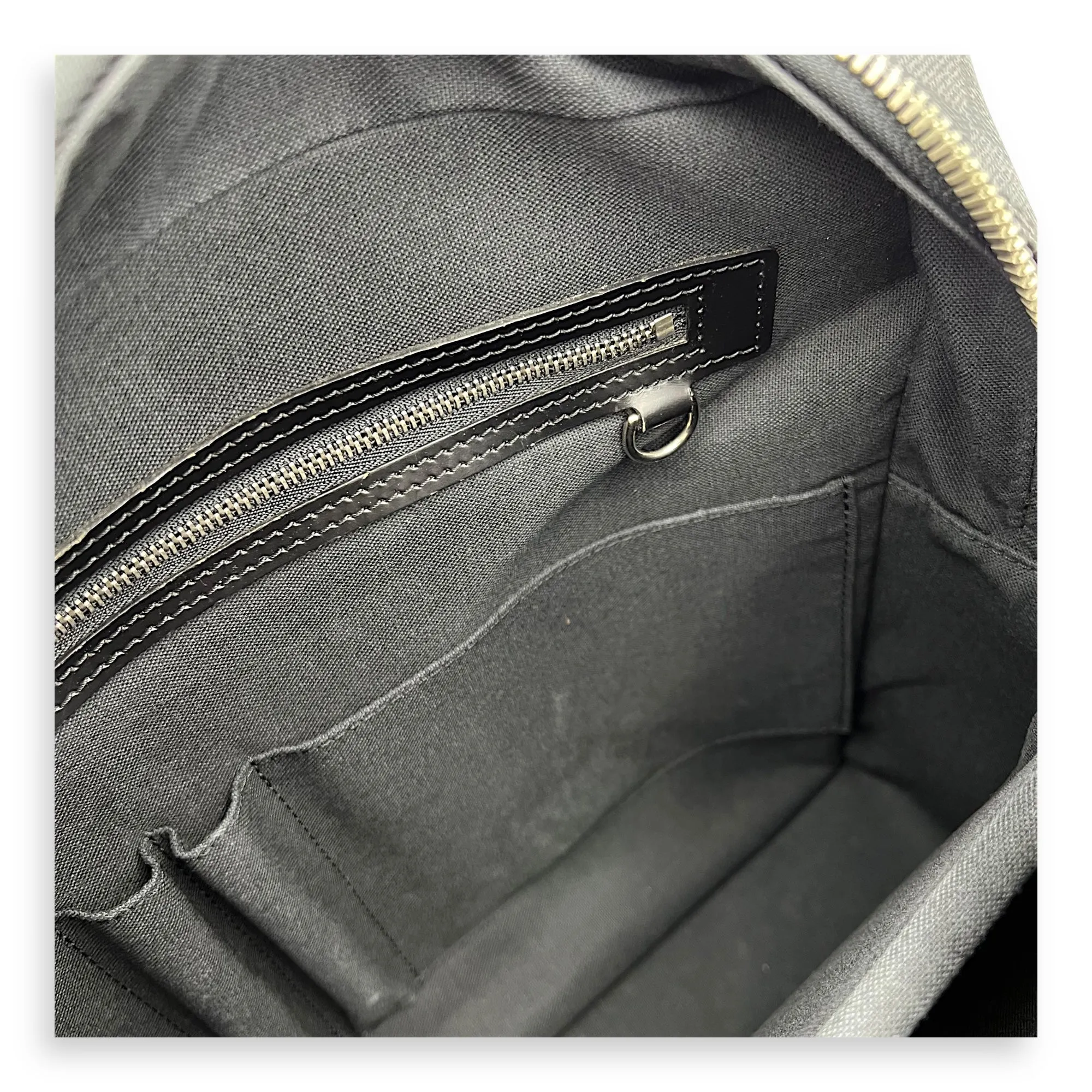 Porte document voyage Messenger Black in Coated Canvas, Silver hardware