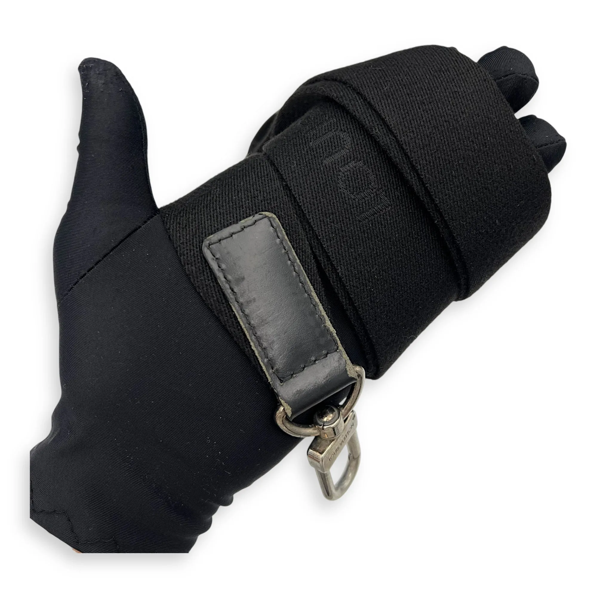 Porte document voyage Messenger Black in Coated Canvas, Silver hardware