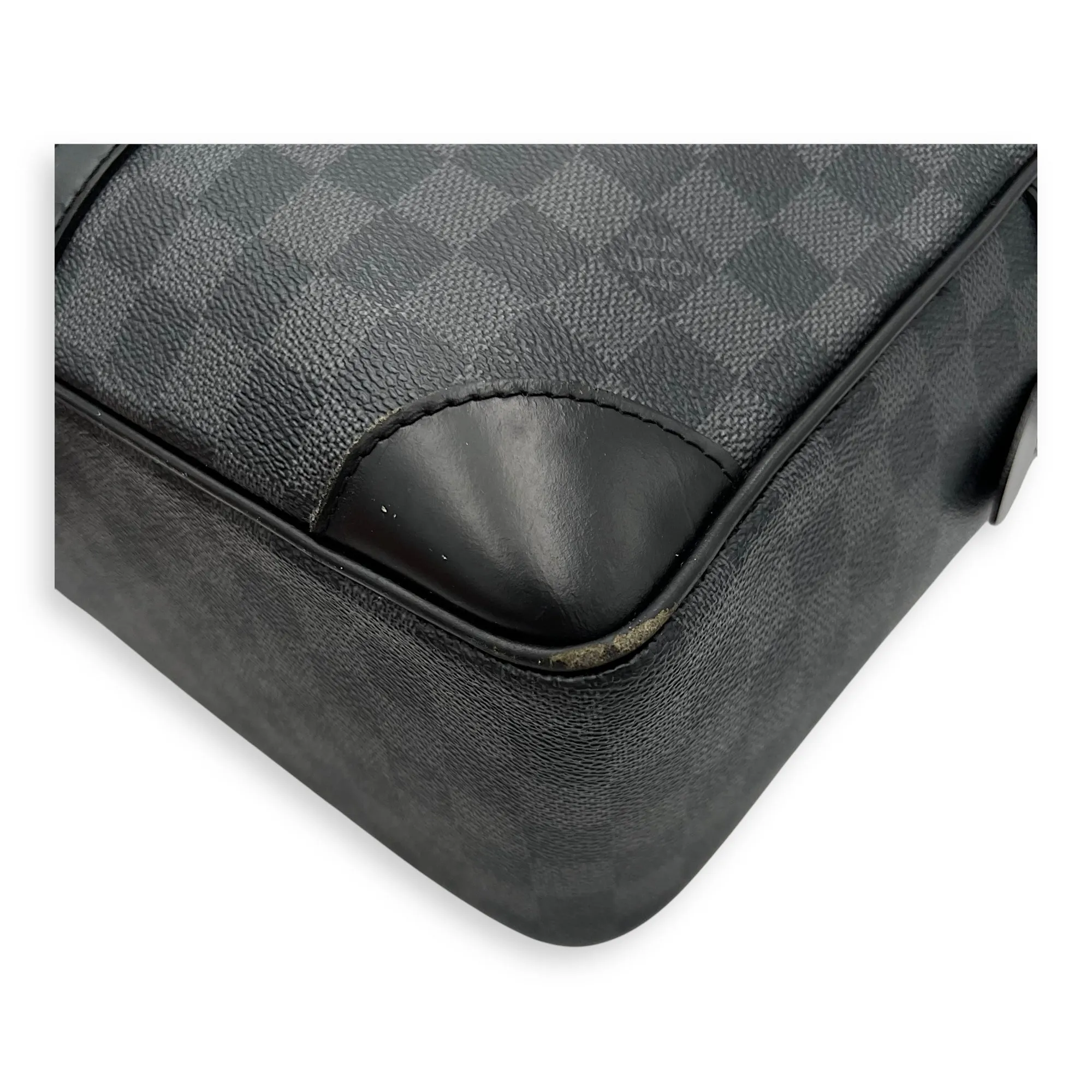 Porte document voyage Messenger Black in Coated Canvas, Silver hardware