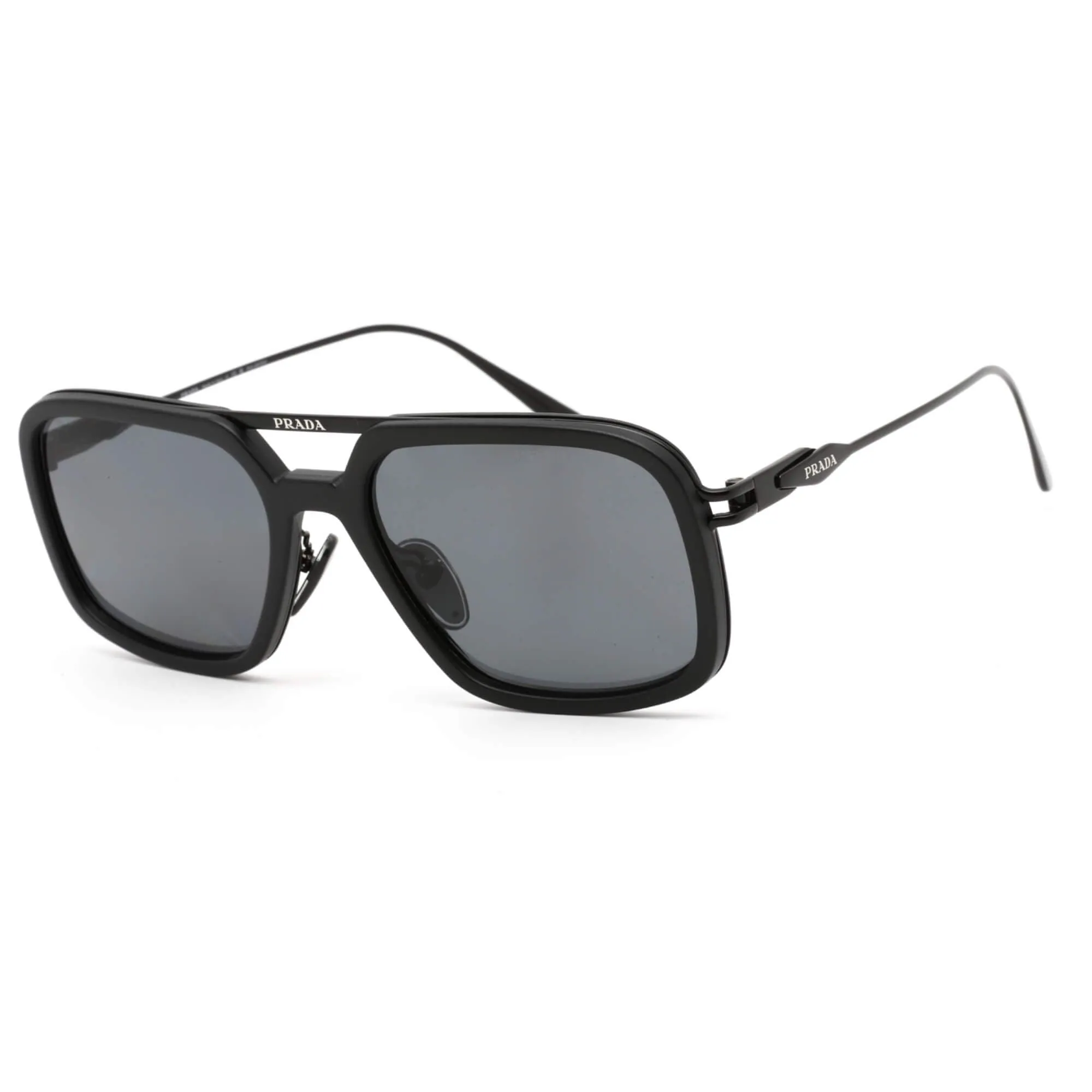 Prada Men's Sunglasses - Matte Black Pilot Frame Dark Grey Lens | 0PR 57ZS 1BO5Z1