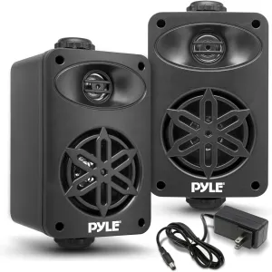 PyleUsa Bluetooth Indoor Outdoor Speakers Pair - 200 Watt Dual Waterproof 3.5 2-Way Full Range Speaker System w/ 1/2 High Compliance Polymer Tweeter - Home, Boat, Patio, Poolside - PDWRBT36BK,Black