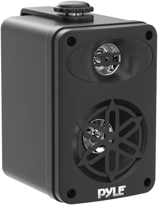 PyleUsa Bluetooth Indoor Outdoor Speakers Pair - 200 Watt Dual Waterproof 3.5 2-Way Full Range Speaker System w/ 1/2 High Compliance Polymer Tweeter - Home, Boat, Patio, Poolside - PDWRBT36BK,Black