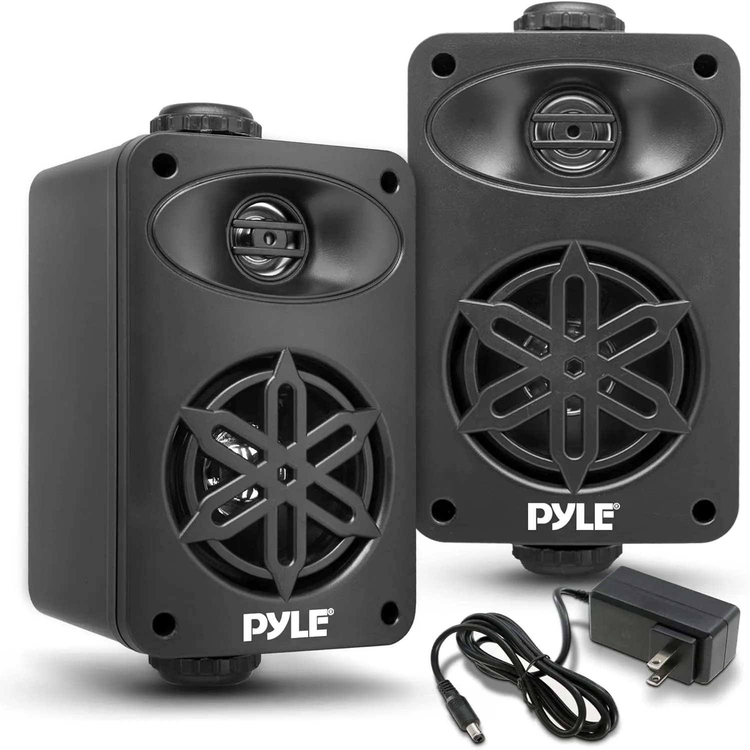 PyleUsa Bluetooth Indoor Outdoor Speakers Pair - 200 Watt Dual Waterproof 3.5 2-Way Full Range Speaker System w/ 1/2 High Compliance Polymer Tweeter - Home, Boat, Patio, Poolside - PDWRBT36BK,Black
