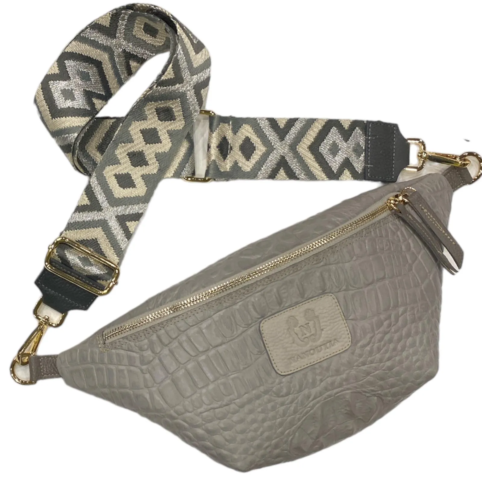 REGULAR. GREY 3D LEATHER REGURAL BELT BAG