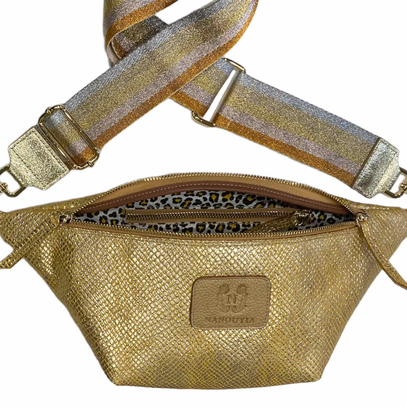 REGURAL.YELLOW GOLD LEATHER BELT BAG.