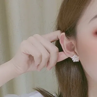 Round White Pearl Invisible Clip On Stud Earrings