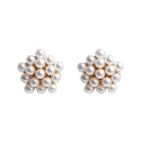 Round White Pearl Invisible Clip On Stud Earrings