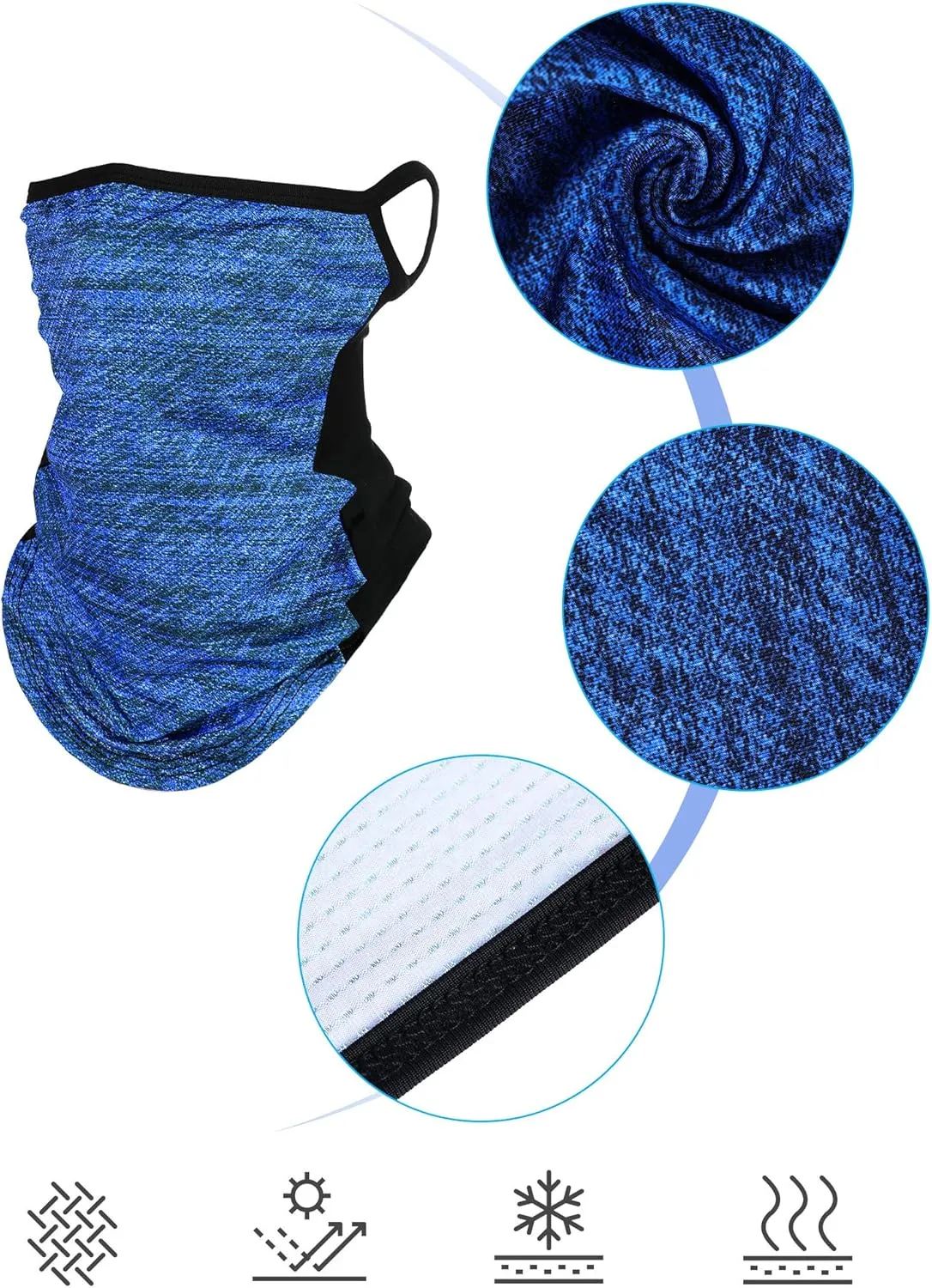 SATINIOR 4 Pcs Neck Gaiter with Ear Loops Neck Covers Bandana Cloth Face Gaiter Mask for Men Women Winter Non Slip Headwear