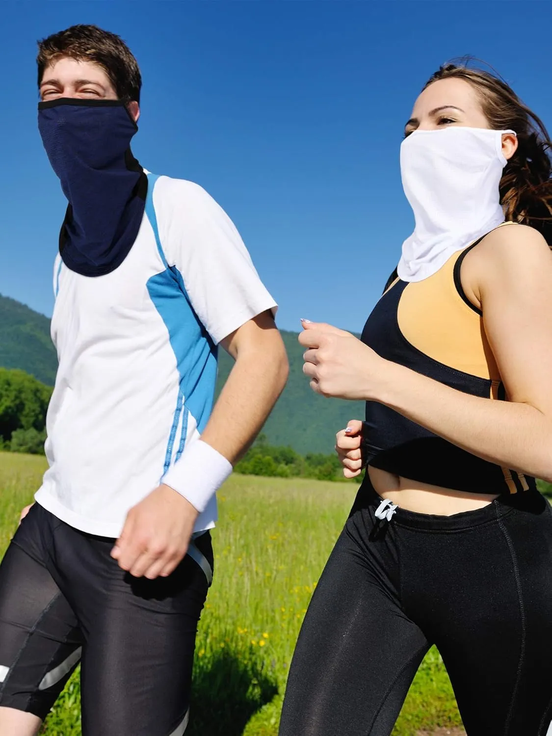 SATINIOR 4 Pcs Neck Gaiter with Ear Loops Neck Covers Bandana Cloth Face Gaiter Mask for Men Women Winter Non Slip Headwear