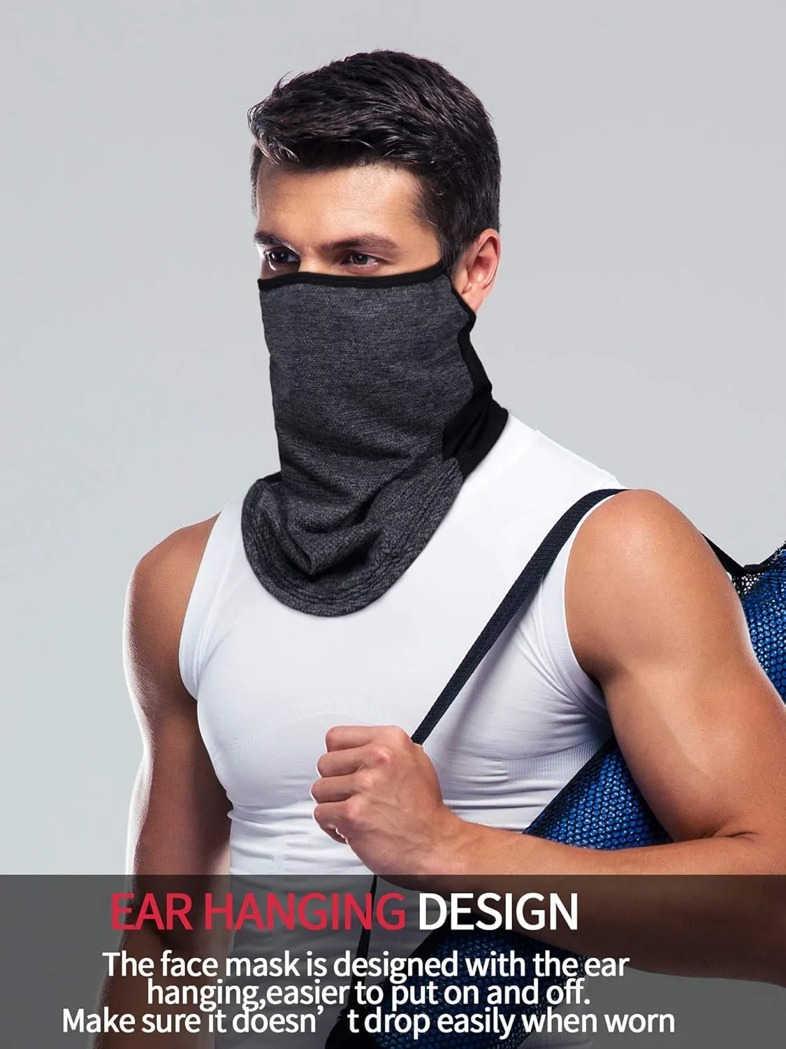 SATINIOR 4 Pcs Neck Gaiter with Ear Loops Neck Covers Bandana Cloth Face Gaiter Mask for Men Women Winter Non Slip Headwear