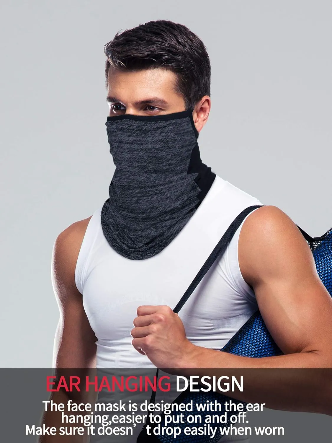 SATINIOR 4 Pcs Neck Gaiter with Ear Loops Neck Covers Bandana Cloth Face Gaiter Mask for Men Women Winter Non Slip Headwear