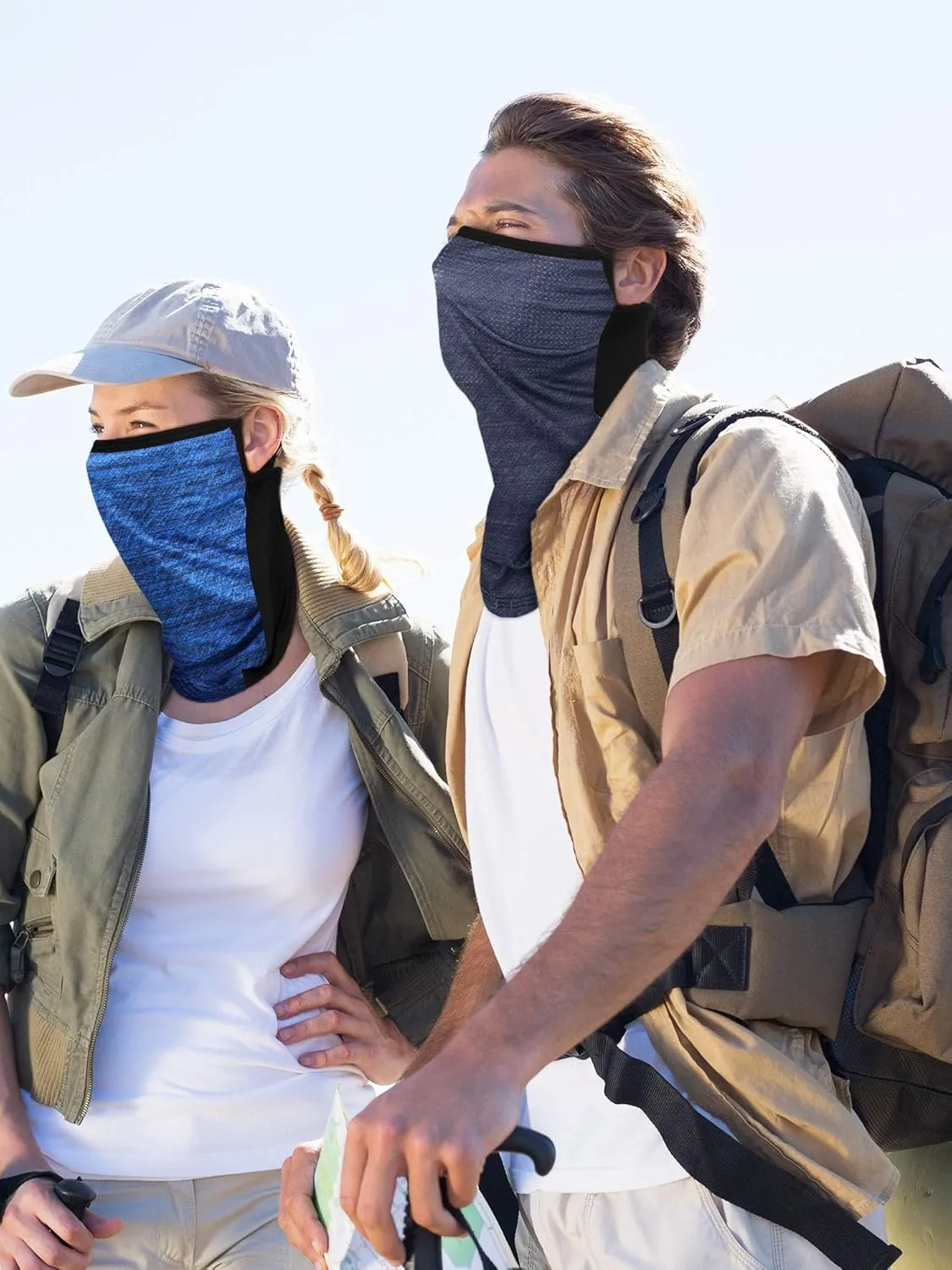 SATINIOR 4 Pcs Neck Gaiter with Ear Loops Neck Covers Bandana Cloth Face Gaiter Mask for Men Women Winter Non Slip Headwear
