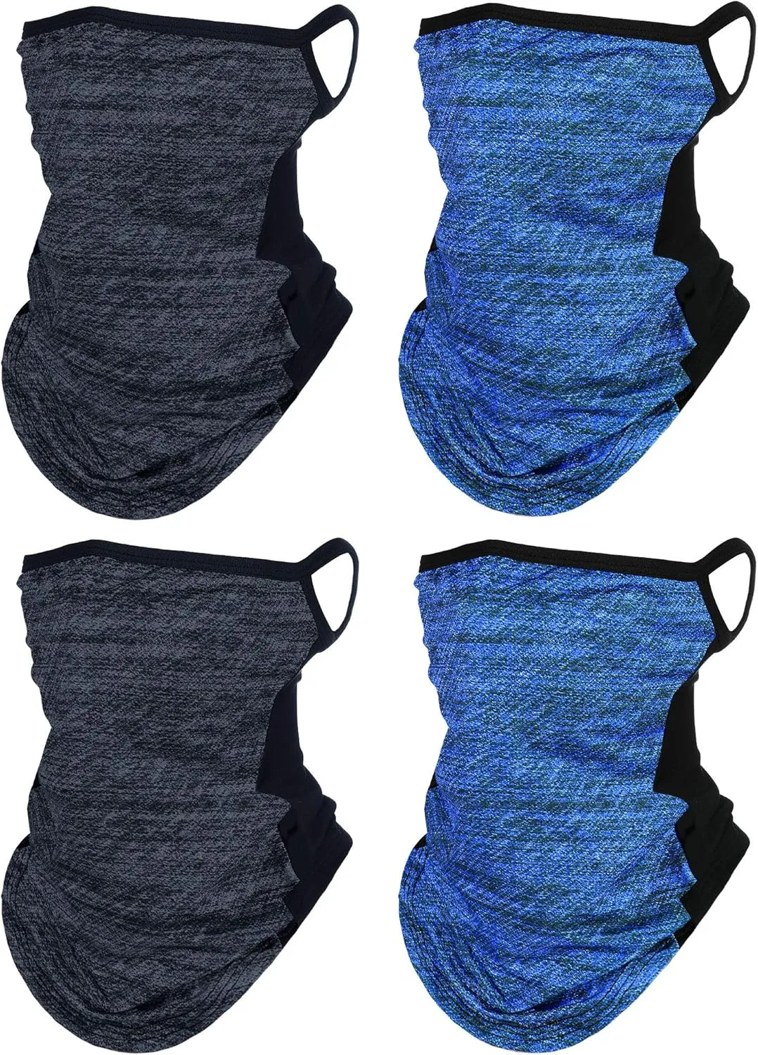 SATINIOR 4 Pcs Neck Gaiter with Ear Loops Neck Covers Bandana Cloth Face Gaiter Mask for Men Women Winter Non Slip Headwear