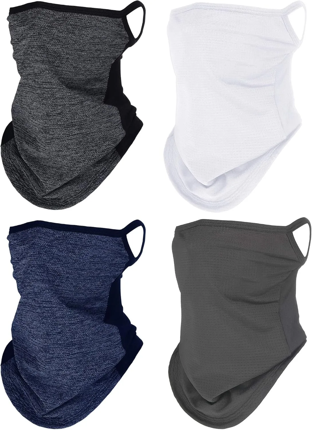 SATINIOR 4 Pcs Neck Gaiter with Ear Loops Neck Covers Bandana Cloth Face Gaiter Mask for Men Women Winter Non Slip Headwear