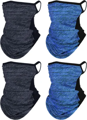 SATINIOR 4 Pcs Neck Gaiter with Ear Loops Neck Covers Bandana Cloth Face Gaiter Mask for Men Women Winter Non Slip Headwear