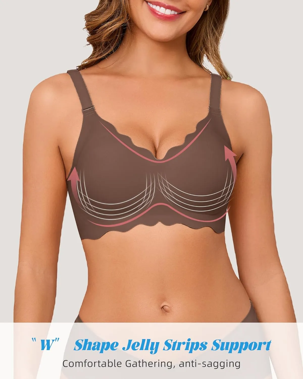 Seamless Bras for Women No Underwire Push Up Bra Full Coverage V-Neck Wirefree Bralettes Soft T-Shirt Bra Everyday Bra