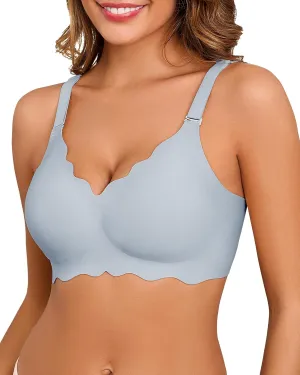 Seamless Bras for Women No Underwire Push Up Bra Full Coverage V-Neck Wirefree Bralettes Soft T-Shirt Bra Everyday Bra