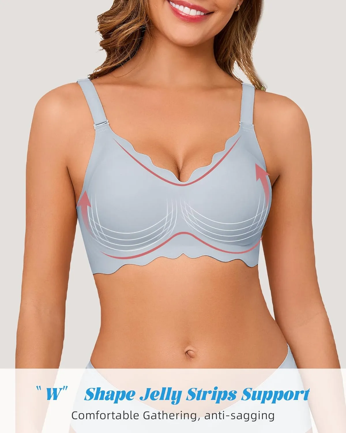 Seamless Bras for Women No Underwire Push Up Bra Full Coverage V-Neck Wirefree Bralettes Soft T-Shirt Bra Everyday Bra