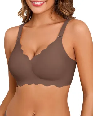 Seamless Bras for Women No Underwire Push Up Bra Full Coverage V-Neck Wirefree Bralettes Soft T-Shirt Bra Everyday Bra