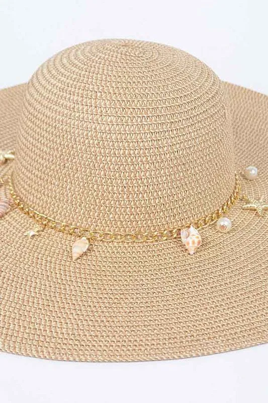 Shell And Pearl Mix Charm Floppy Sun Hat