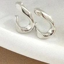 Silver Teardrop Minimal Invisible Clip On Earrings