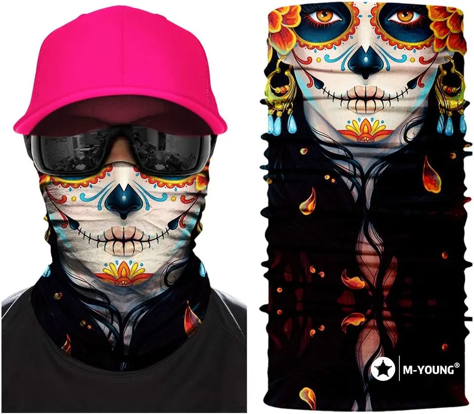 Skull Face Sun Mask Half,Bandanas,Neck Gaiter, Headwear, Headband for Fishing, Hunting,Yard Work