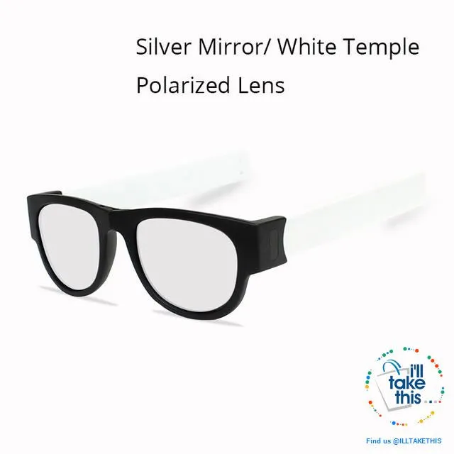 Slap Foldable Mirrored Sunglasses Polarized unique Slappable Bracelet Unisex Design, Folding Shades