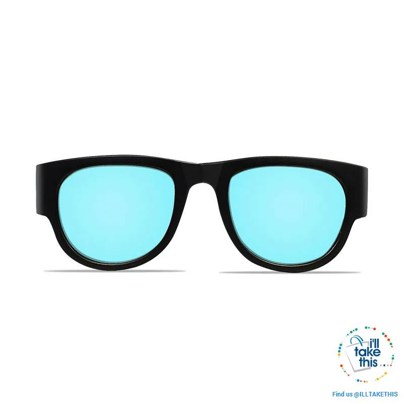 Slap Foldable Mirrored Sunglasses Polarized unique Slappable Bracelet Unisex Design, Folding Shades