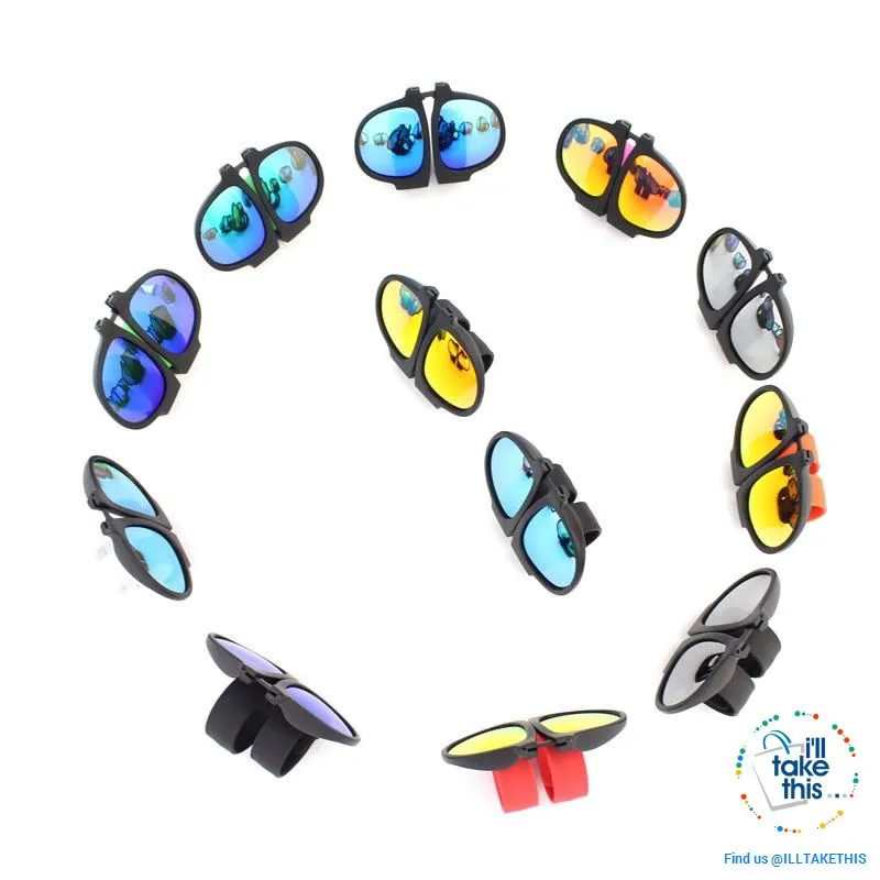 Slap Foldable Mirrored Sunglasses Polarized unique Slappable Bracelet Unisex Design, Folding Shades