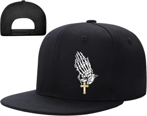 Snapback Hats Christian Hats for Men Flat Bill Hats for Men Adjustable Black Baseball Cap for Women