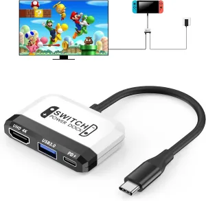 Switch Dock for Nintendo Switch/OLED Switch,3-in-1 Portable TV Dock with 4K HDMI USB 3.0 Port USB C PD 100W Charging,Travel Docking Station Replacement for Switch