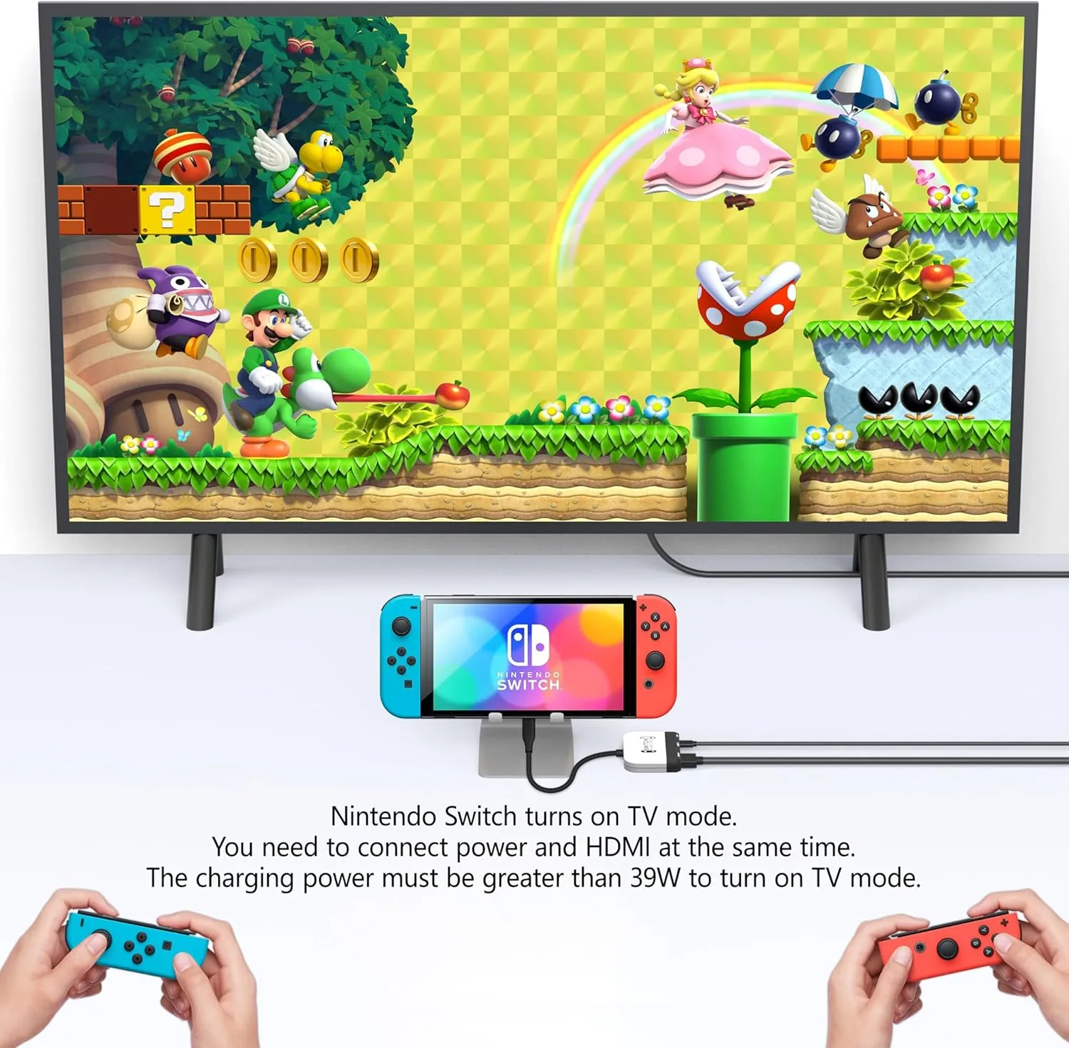 Switch Dock for Nintendo Switch/OLED Switch,3-in-1 Portable TV Dock with 4K HDMI USB 3.0 Port USB C PD 100W Charging,Travel Docking Station Replacement for Switch