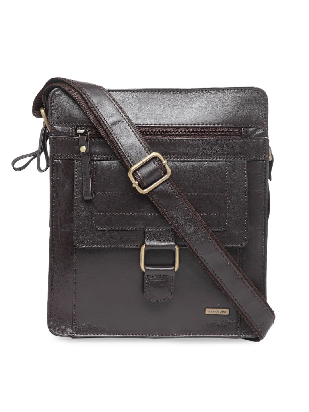Teakwood Leathers Unisex Brown Solid Messenger Bag