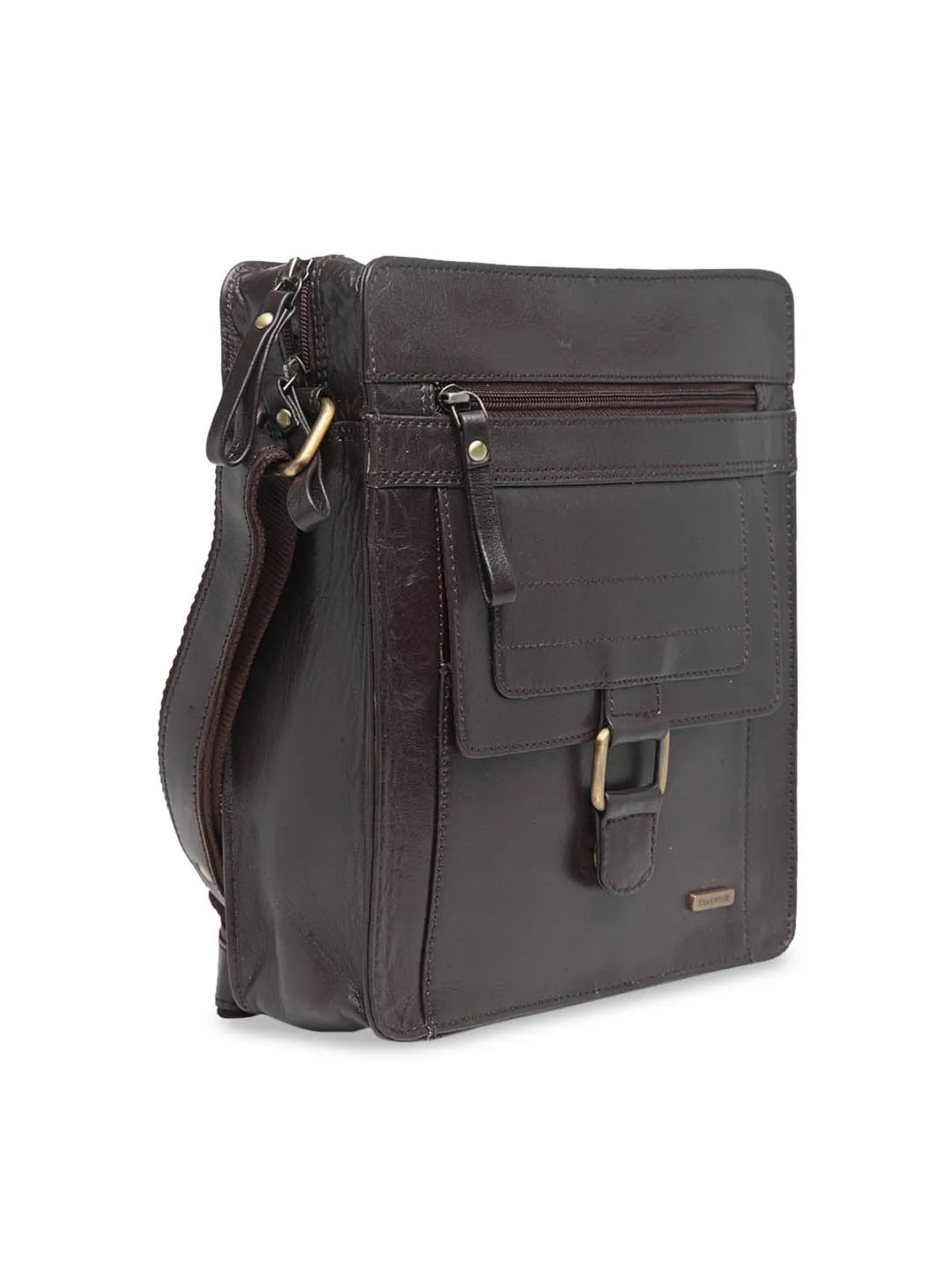 Teakwood Leathers Unisex Brown Solid Messenger Bag