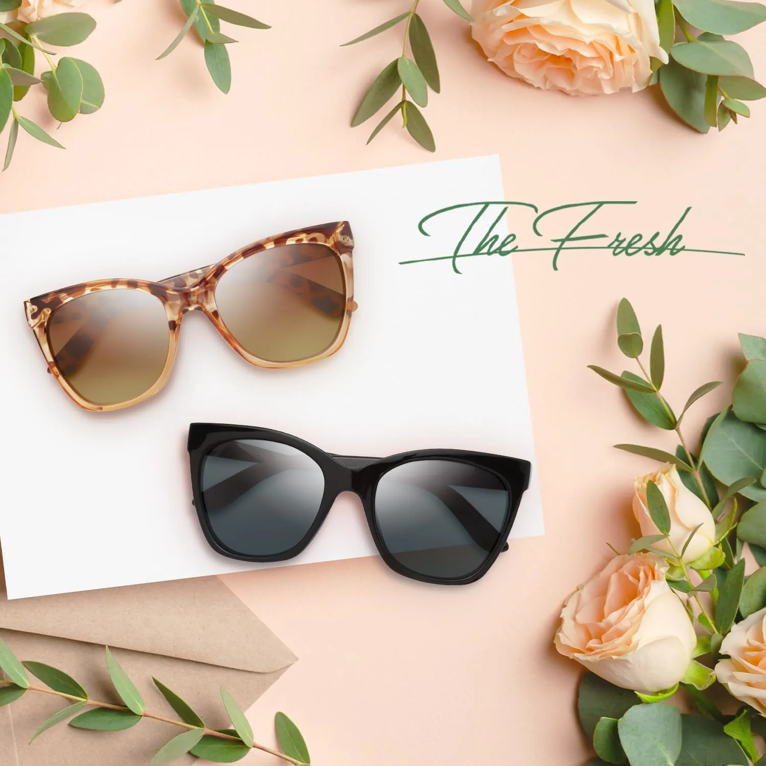 The Fresh Women's Polarized Fashion Tip Pointed Cateye Sunglasses - Gift Box Package