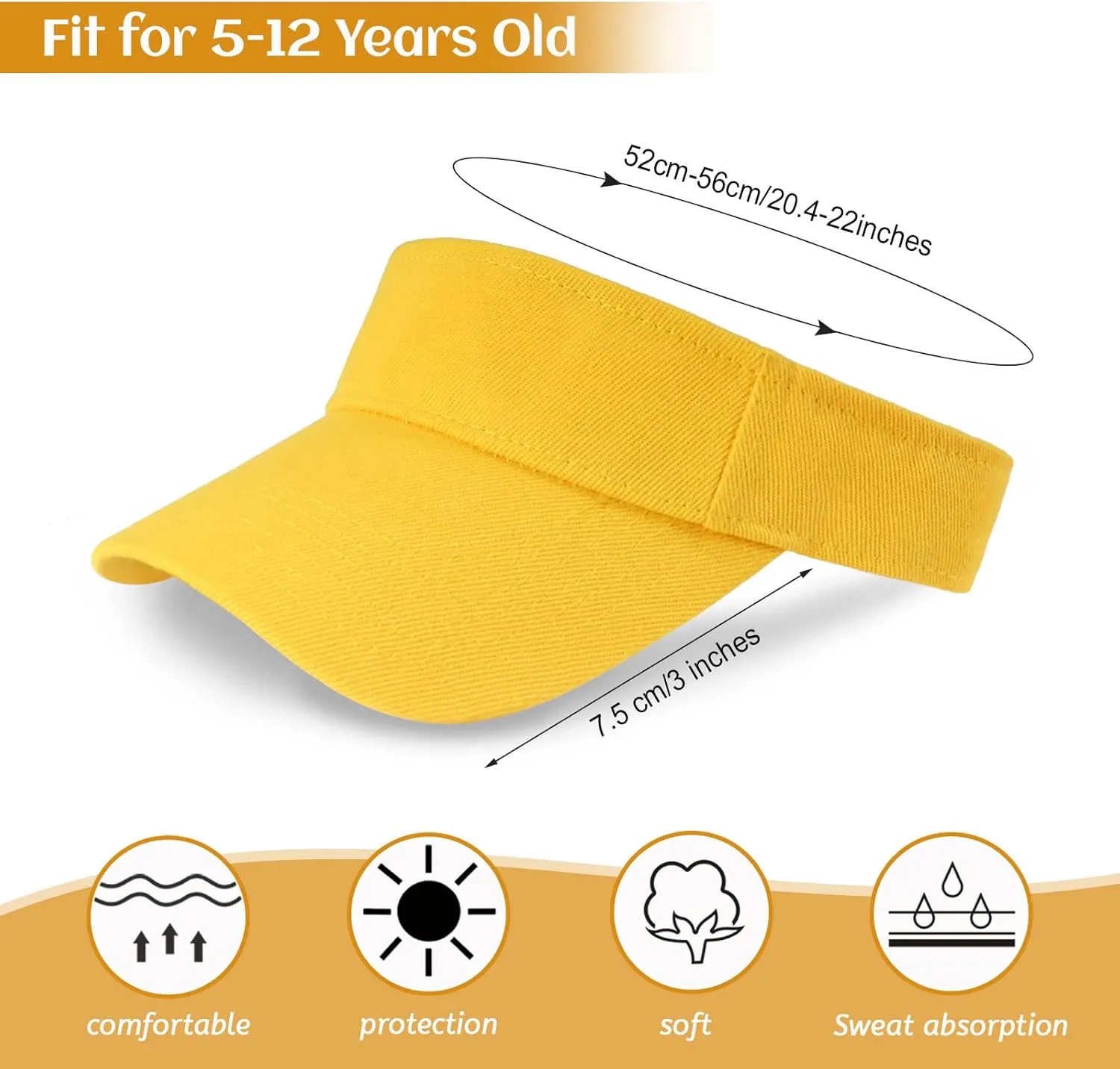 Ultrafun 9Pack Kids Sun Visor Hat UV Protection Sports Tennis Beach Summer Visor Hats for Boys Girls Aged 5 to 12 Years