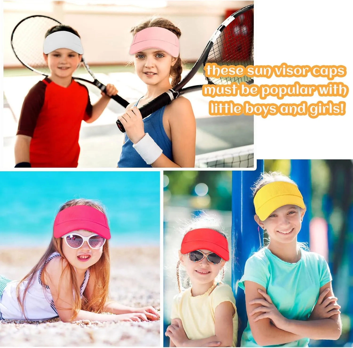 Ultrafun 9Pack Kids Sun Visor Hat UV Protection Sports Tennis Beach Summer Visor Hats for Boys Girls Aged 5 to 12 Years