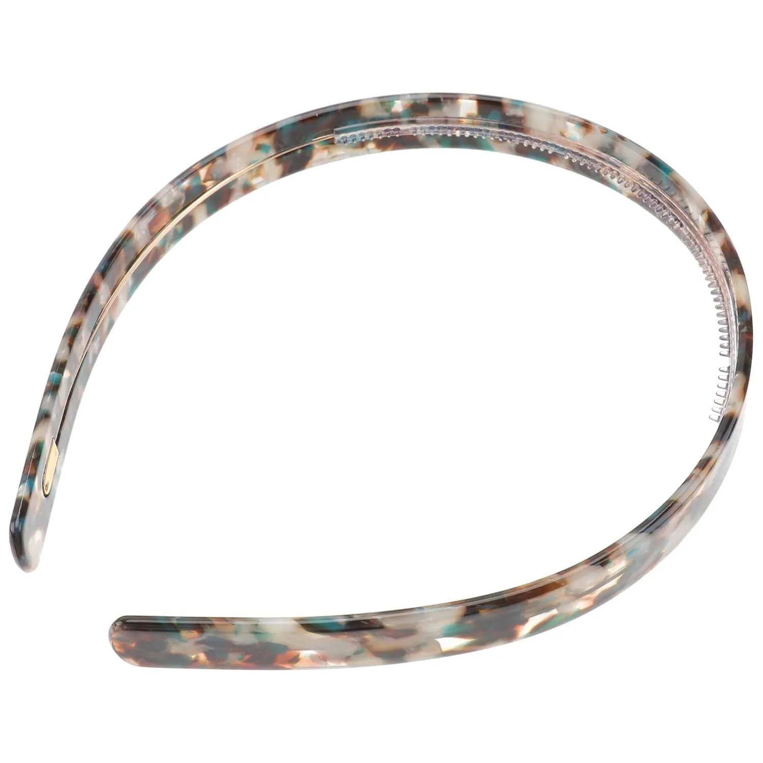Uonlytech 1Pc Acetate Tortoise Shell Headband, Shower Thin Headband, Non- slip Leopard- Print Cellulose Headband with Teeth, Headband Hair accessories, for Girl & Women (Marble green)