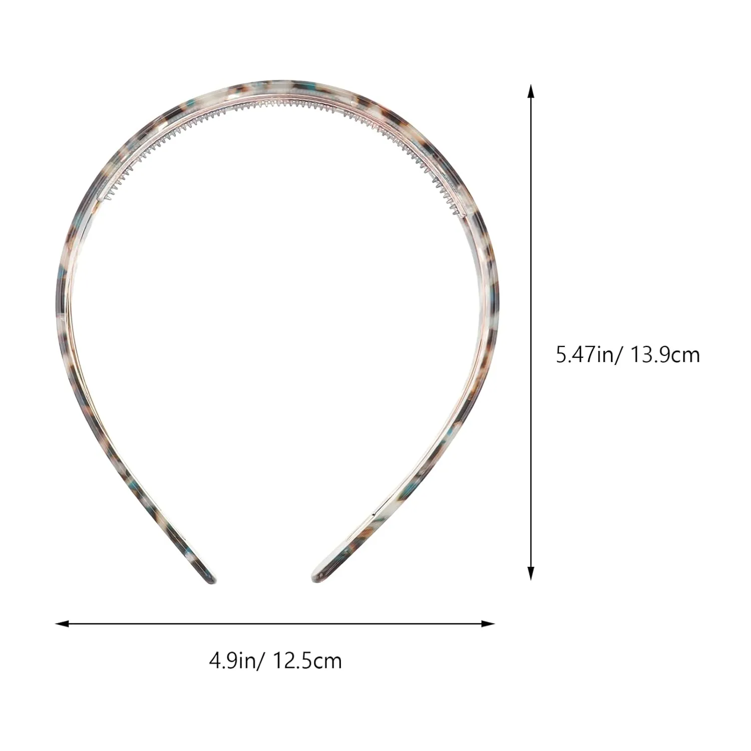 Uonlytech 1Pc Acetate Tortoise Shell Headband, Shower Thin Headband, Non- slip Leopard- Print Cellulose Headband with Teeth, Headband Hair accessories, for Girl & Women (Marble green)