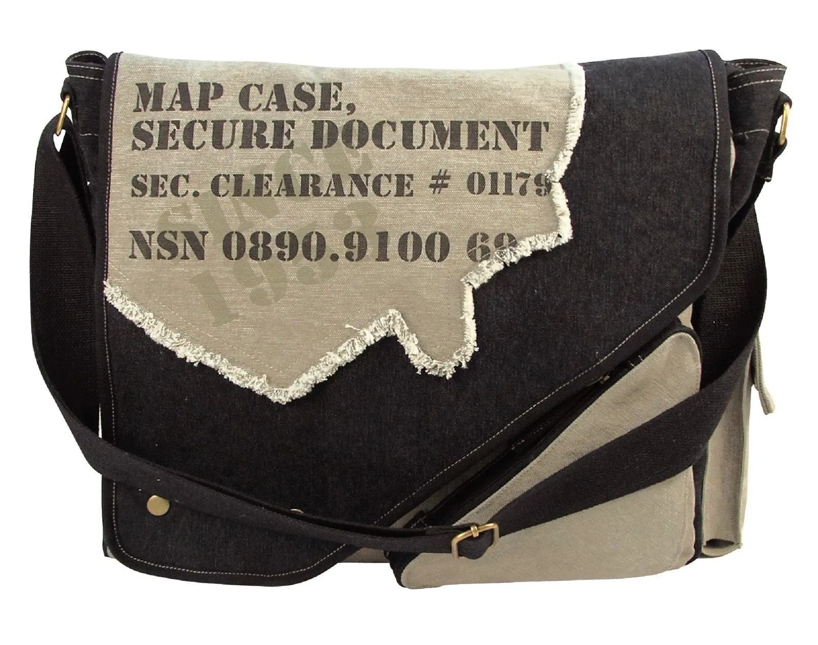 Vintage 2-Tone Map Case Shoulder Bags - Canvas Spy Messenger Bag