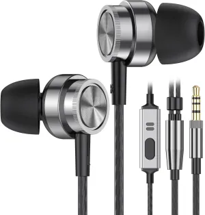 Wired Earbuds with Microphone, in Ear Headphones Wired with Heavy Bass Noise Isolation Magnetic Earphones Cord for Samsung Laptop Tablet MP3 Android Phones and All 3.5mm Jack Devices