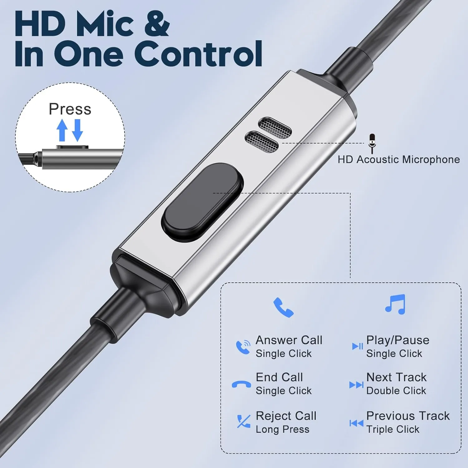 Wired Earbuds with Microphone, in Ear Headphones Wired with Heavy Bass Noise Isolation Magnetic Earphones Cord for Samsung Laptop Tablet MP3 Android Phones and All 3.5mm Jack Devices