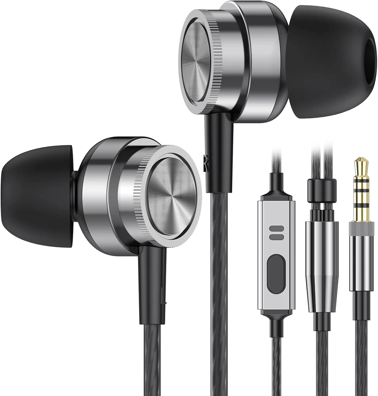 Wired Earbuds with Microphone, in Ear Headphones Wired with Heavy Bass Noise Isolation Magnetic Earphones Cord for Samsung Laptop Tablet MP3 Android Phones and All 3.5mm Jack Devices