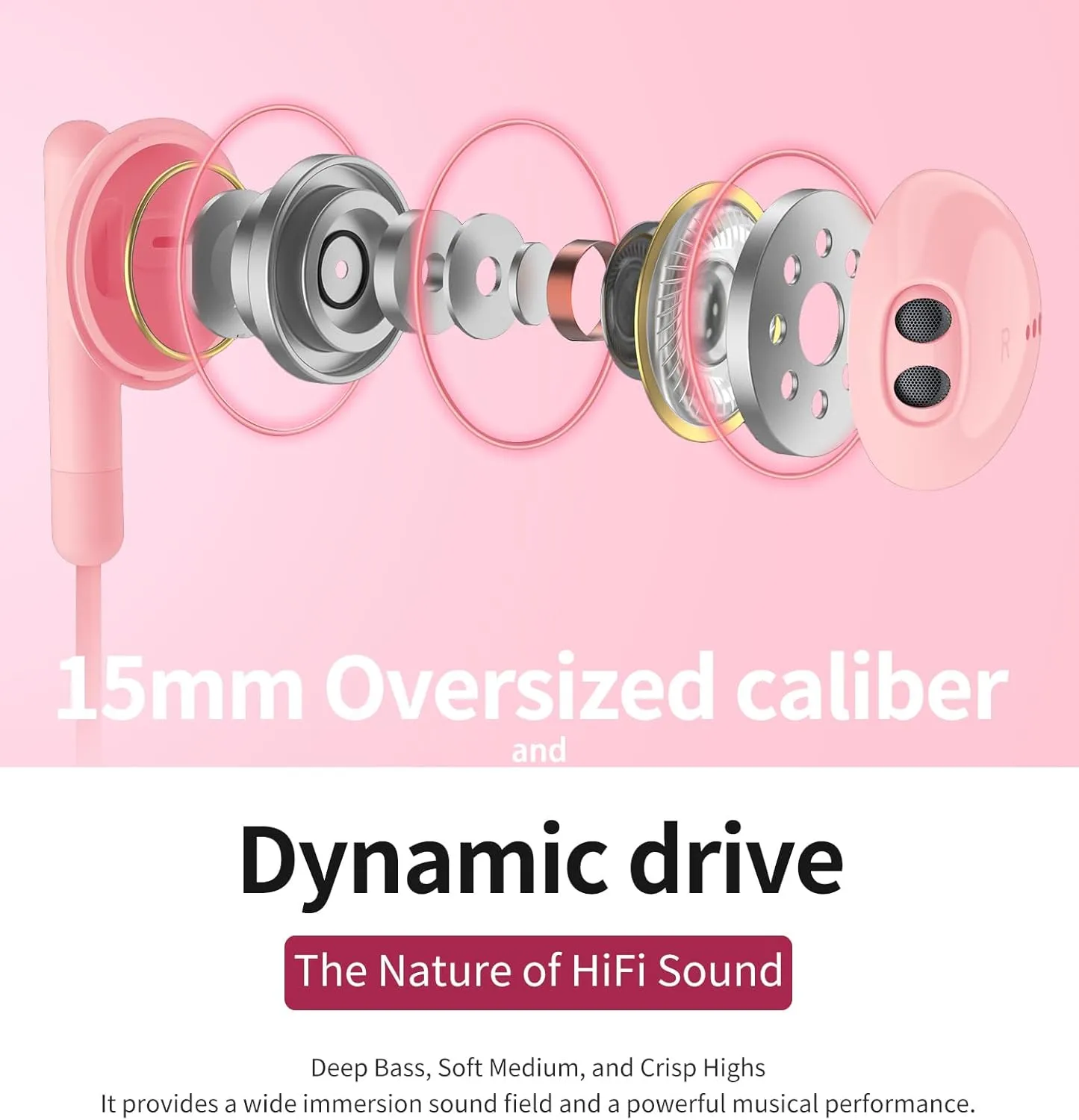 Wired Earbuds with Microphone, Wired Earphones in-Ear Headphones HiFi Stereo, Powerful Bass and Crystal Clear Audio, Compatible with iPhone, Android, Computer Most with 3.5mm Jack
