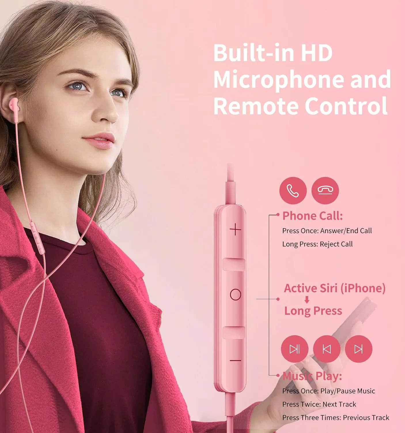 Wired Earbuds with Microphone, Wired Earphones in-Ear Headphones HiFi Stereo, Powerful Bass and Crystal Clear Audio, Compatible with iPhone, Android, Computer Most with 3.5mm Jack
