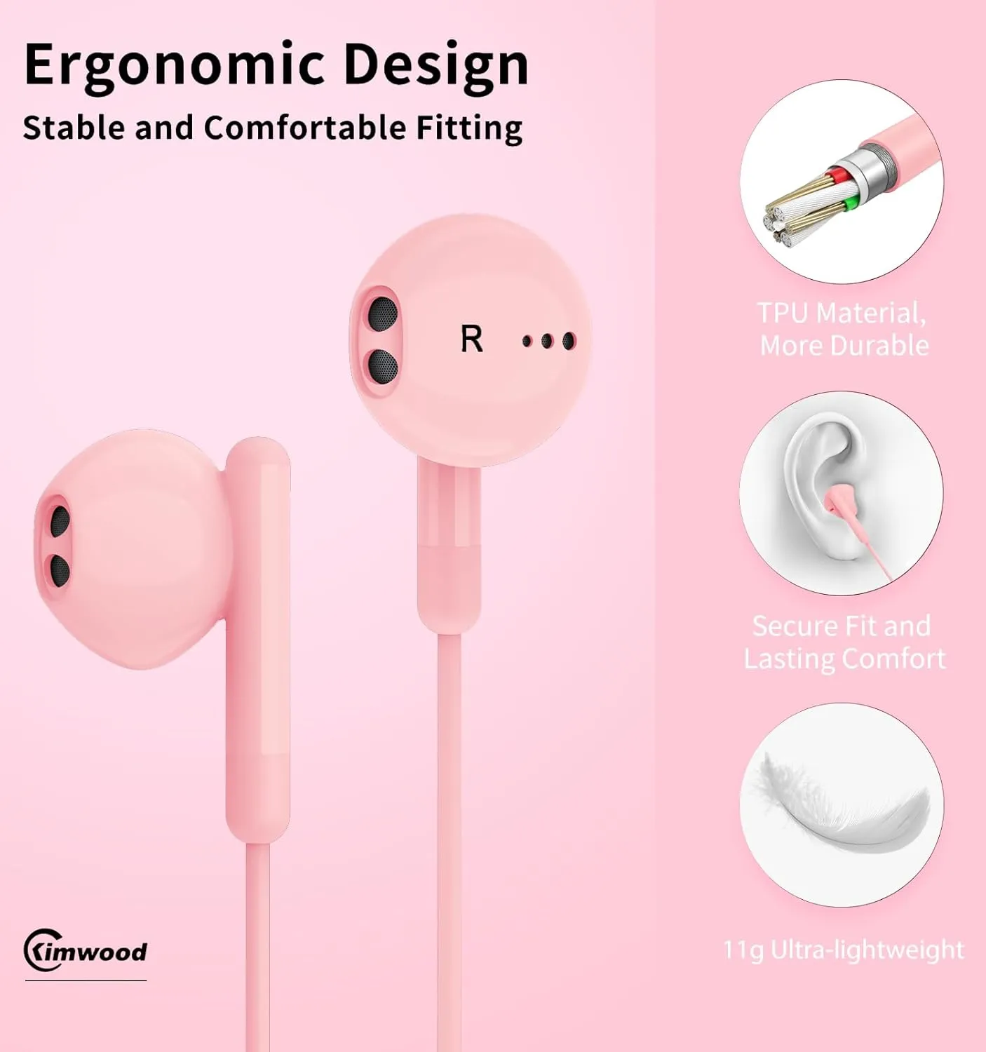 Wired Earbuds with Microphone, Wired Earphones in-Ear Headphones HiFi Stereo, Powerful Bass and Crystal Clear Audio, Compatible with iPhone, Android, Computer Most with 3.5mm Jack