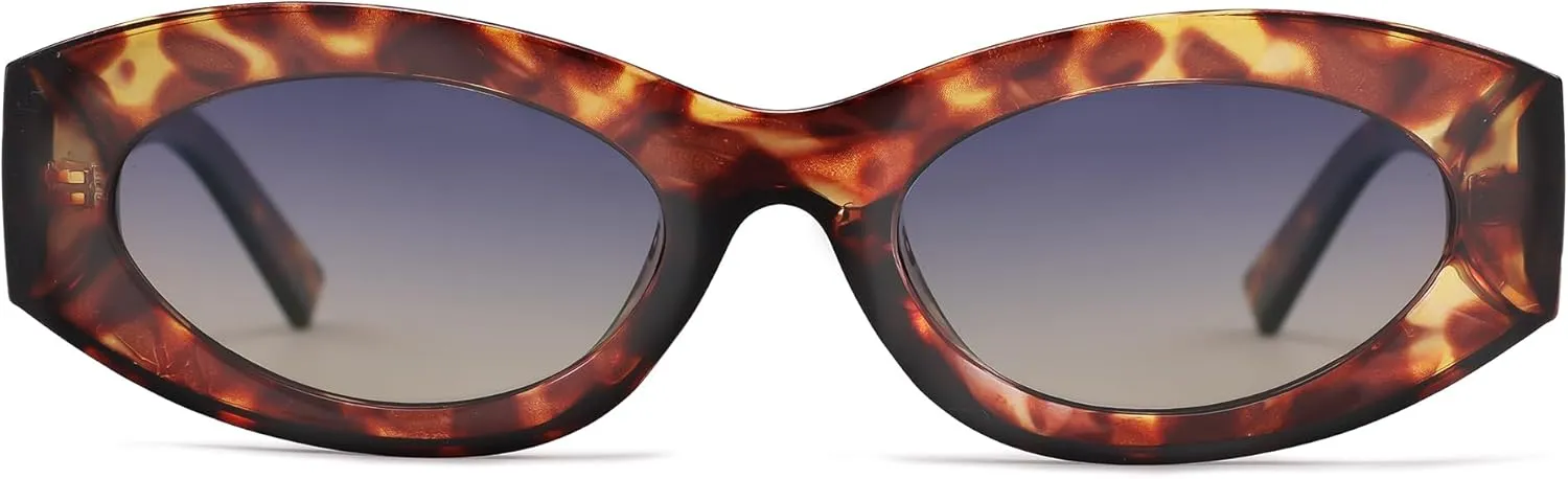 Women Polarized Oval Sunglasses UV400 Protection Retro Trendy Fashion Shades for Driving & Outdoor Wear